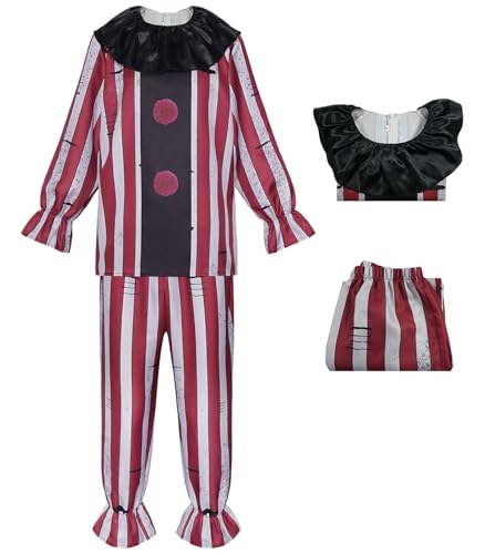 bi bi hou Horror Killer Clown Kostüm für Herren Halloween Clown Verkleidung Crazy Clowns Uniform Terror Scary Psychopath Halloween Karneval Party Bühnenauftritt Cosplay Kostüm von bi bi hou