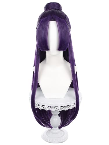 bi bi hou Jinshi Cosplay Perücke Dunkel Lila Länge 85cm Anime The Apothecary Diaries Verkleidung Jinshi Wig Halloween Karneval Party Kostüm Zubehör Anime Perücke Erwachsene von bi bi hou