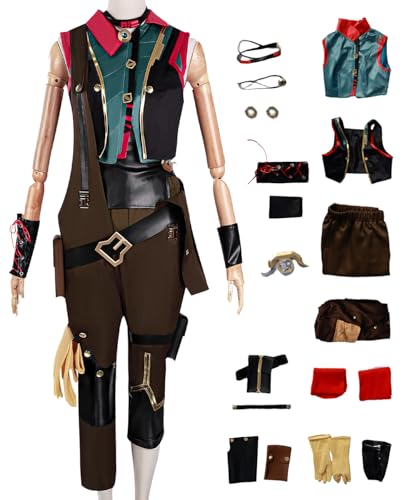 bi bi hou Jinx Cosplay Kostüm Komplettes Set mit Perücke Anime Arcane 2 Cosplay Verkleidung Jinx Uniform Weihnachtstag Halloween Karneval Party Bühnenauftritt Kostüm von bi bi hou