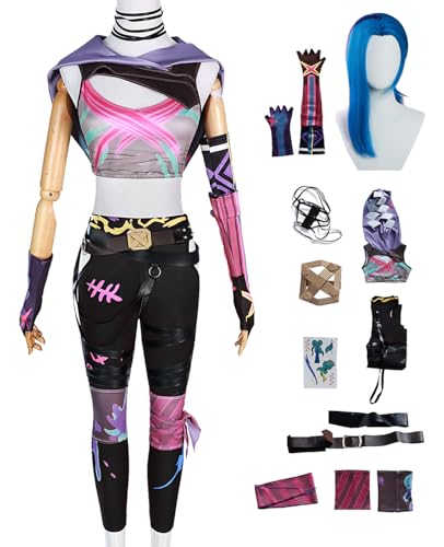 bi bi hou Jinx Cosplay Kostüm Komplettes Set mit Perücke Anime Arcane 2 Cosplay Verkleidung Jinx Uniform Weihnachtstag Halloween Karneval Party Bühnenauftritt Kostüm bi bi hou Jinx Cosplay Kostüm Komplettes Set mit Perücke Anime Arcane 2 Cosplay Verkleidung Jinx Uniform Weihnachtstag Halloween Karneval Party Bühnenauftritt Kostüm von bi bi hou