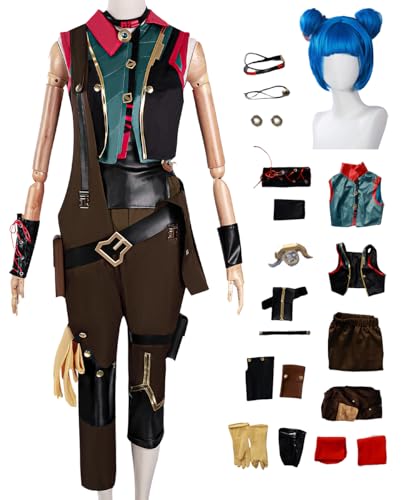 bi bi hou Jinx Cosplay Kostüm Komplettes Set mit Perücke Anime Arcane 2 Cosplay Verkleidung Jinx Uniform Weihnachtstag Halloween Karneval Party Bühnenauftritt Kostüm bi bi hou Jinx Cosplay Kostüm Komplettes Set mit Perücke Anime Arcane 2 Cosplay Verkleidung Jinx Uniform Weihnachtstag Halloween Karneval Party Bühnenauftritt Kostüm von bi bi hou