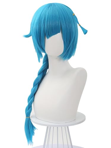 bi bi hou Jinx Cosplay Perücke Blau Zöpfe Länge 70cm Anime Arcane Verkleidung Young Jinx Wig Halloween Karneval Party Kostüm Zubehör Anime Perücke Erwachsene von bi bi hou