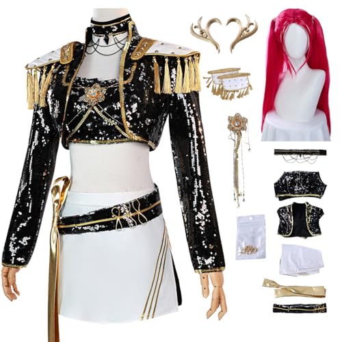 bi bi hou KPop Mira Cosplay Kostüm Set mit Perücke Anime K-Pop Demon Hunters Verkleidung Mira Uniform Schwarz Weihnachten Halloween Karneval Party Bühnenauftritt Kostüm für Erwachsene bi bi hou KPop Mira Cosplay Kostüm Set mit Perücke Anime K-Pop Demon Hunters Verkleidung Mira Uniform Schwarz Weihnachten Halloween Karneval Party Bühnenauftritt Kostüm für Erwachsene von bi bi hou
