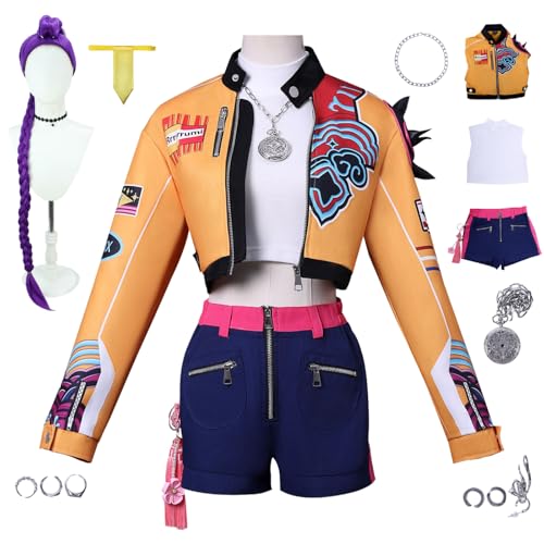bi bi hou KPop Rumi Cosplay Kostüm Set mit Perücke Anime K-Pop Demon Hunters Verkleidung Rumi Uniform Weihnachten Halloween Karneval Party Bühnenauftritt Kostüm für Erwachsene bi bi hou KPop Rumi Cosplay Kostüm Set mit Perücke Anime K-Pop Demon Hunters Verkleidung Rumi Uniform Weihnachten Halloween Karneval Party Bühnenauftritt Kostüm für Erwachsene von bi bi hou