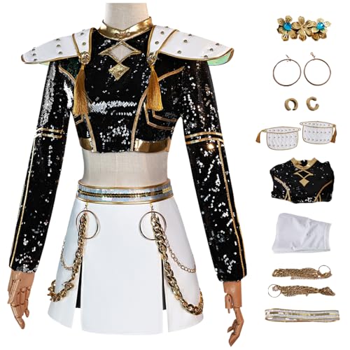 bi bi hou KPop Zoe Cosplay Kostüm Set mit Perücke Anime K-Pop Demon Hunters Verkleidung Zoe Uniform Schwarz Weihnachten Halloween Karneval Party Bühnenauftritt Kostüm für Erwachsene bi bi hou KPop Zoe Cosplay Kostüm Set mit Perücke Anime K-Pop Demon Hunters Verkleidung Zoe Uniform Schwarz Weihnachten Halloween Karneval Party Bühnenauftritt Kostüm für Erwachsene von bi bi hou