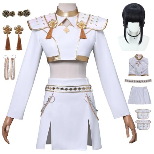 bi bi hou KPop Zoe Cosplay Kostüm Set mit Perücke Anime K-Pop Demon Hunters Verkleidung Zoe Uniform Weiß Weihnachten Halloween Karneval Party Bühnenauftritt Kostüm für Erwachsene bi bi hou KPop Zoe Cosplay Kostüm Set mit Perücke Anime K-Pop Demon Hunters Verkleidung Zoe Uniform Weiß Weihnachten Halloween Karneval Party Bühnenauftritt Kostüm für Erwachsene von bi bi hou