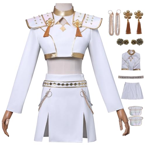 bi bi hou KPop Zoe Cosplay Kostüm Set mit Perücke Anime K-Pop Demon Hunters Verkleidung Zoe Uniform Weiß Weihnachten Halloween Karneval Party Bühnenauftritt Kostüm für Erwachsene bi bi hou KPop Zoe Cosplay Kostüm Set mit Perücke Anime K-Pop Demon Hunters Verkleidung Zoe Uniform Weiß Weihnachten Halloween Karneval Party Bühnenauftritt Kostüm für Erwachsene von bi bi hou