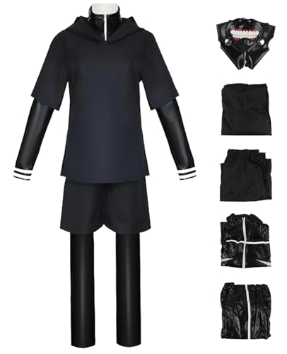 bi bi hou Kaneki Ken Cosplay Kostüm Set mit Perücke und Masken Anime Tokyo Ghoul Cosplay Verkleidung Ken Kaneki Uniform Halloween Karneval Party Bühnenauftritt Kostüm Erwachsene bi bi hou Kaneki Ken Cosplay Kostüm Set mit Perücke und Masken Anime Tokyo Ghoul Cosplay Verkleidung Ken Kaneki Uniform Halloween Karneval Party Bühnenauftritt Kostüm Erwachsene von bi bi hou