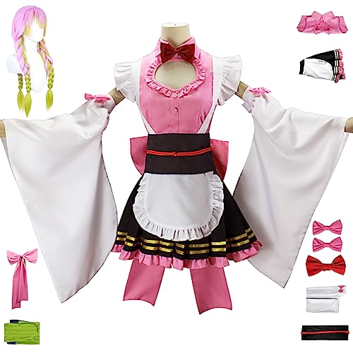 bi bi hou Kanroji Mitsuri Cosplay Kostüm mit Perücke Mitsuri Maid Dress Anime Cosplay Kostüm Kimetsu no Yaiba Kimono Lolita Kleid Halloween Karneval Party Kostüm für Erwachsene bi bi hou Kanroji Mitsuri Cosplay Kostüm mit Perücke Mitsuri Maid Dress Anime Cosplay Kostüm Kimetsu no Yaiba Kimono Lolita Kleid Halloween Karneval Party Kostüm für Erwachsene von bi bi hou