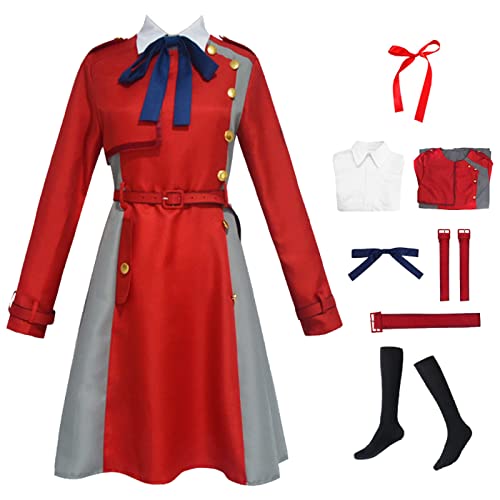bi bi hou Lycoris Recoil Chisato Cosplay Kostüm mit Perücke Anime Cosplay Verkleidung Chisato Nishikigi Cosplay Kostüm Japanische Uniform Halloween Karneval Party Bühnenauftritt Kostüm von bi bi hou