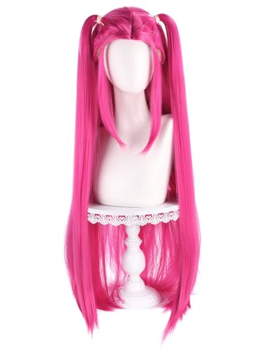 bi bi hou Mira Cosplay Perücke Rot Länge 100cm Anime KPop Demon Hunters Verkleidung Mira Wig Halloween Karneval Party Kostüm Zubehör Anime Perücke Erwachsene von bi bi hou