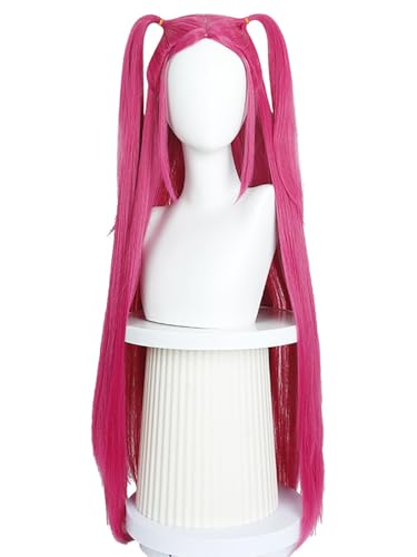 bi bi hou Mira Cosplay Perücke Rot Länge 95cm Anime KPop Demon Hunters Verkleidung Mira Wig Halloween Karneval Party Kostüm Zubehör Anime Perücke Erwachsene von bi bi hou