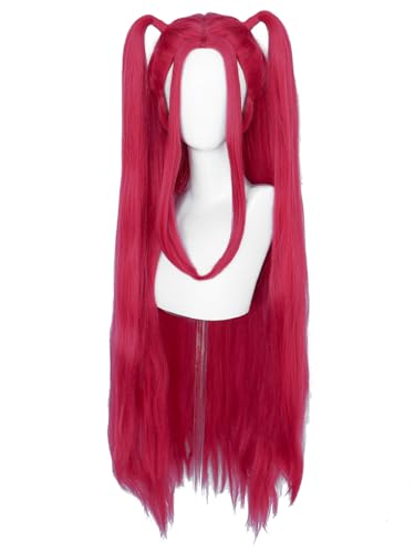 bi bi hou Mira Cosplay Perücke Rot Lang Anime KPop Demon Hunters Verkleidung Mira Wig Halloween Karneval Party Kostüm Zubehör Anime Perücke Erwachsene von bi bi hou
