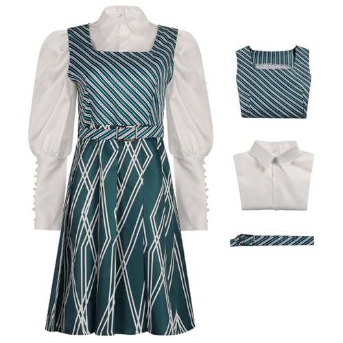 bi bi hou Nessarose Cosplay Kostüm Wicked Hexe Nessarose Verkleidung Hexen Kostüm Nessarose Schuluniform Grüne Weihnachtstag Halloween Karneval Party Bühnenauftritt Kostüm Erwachsene von bi bi hou