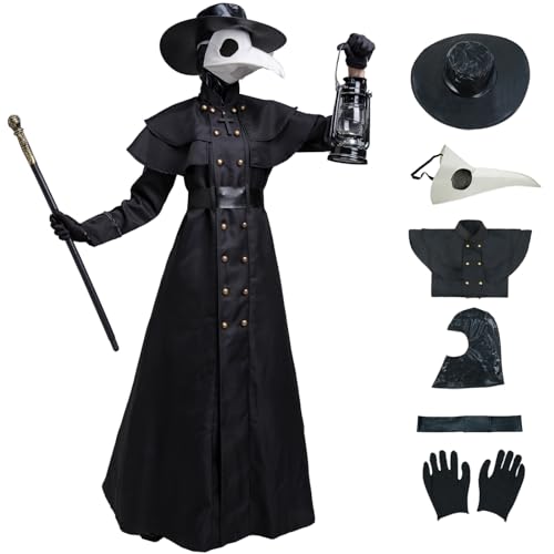 bi bi hou Pest Arzt Kostüm mit Zubehör Pestarzt Maske Mittelalterlicher Steampunk Stil Pestdoktor Kostüm Halloween Kostüm für Erwachsene Karneval Party Cosplay Schwarz bi bi hou Pest Arzt Kostüm mit Zubehör Pestarzt Maske Mittelalterlicher Steampunk Stil Pestdoktor Kostüm Halloween Kostüm für Erwachsene Karneval Party Cosplay Schwarz von bi bi hou