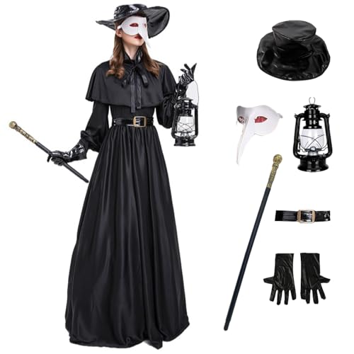 bi bi hou Pest Arzt Kostüm mit Zubehör Pestarzt Maske Mittelalterlicher Steampunk Stil Pestdoktor Kostüm Halloween Kostüm für Erwachsene Karneval Party Cosplay Schwarz bi bi hou Pest Arzt Kostüm mit Zubehör Pestarzt Maske Mittelalterlicher Steampunk Stil Pestdoktor Kostüm Halloween Kostüm für Erwachsene Karneval Party Cosplay Schwarz von bi bi hou