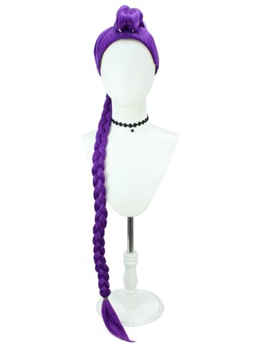 bi bi hou Rumi Cosplay Perücke Violett Länge 120cm Anime KPop Demon Hunters Verkleidung Rumi Wig Halloween Karneval Party Kostüm Zubehör Anime Perücke Erwachsene von bi bi hou