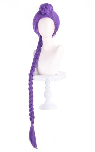 bi bi hou Rumi Cosplay Perücke Violett Lange Zöpfe 130cm Anime KPop Demon Hunters Verkleidung Rumi Wig Halloween Karneval Party Kostüm Zubehör Anime Perücke Erwachsene von bi bi hou