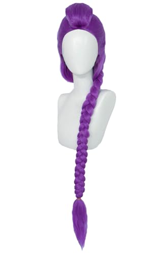 bi bi hou Rumi Cosplay Perücke Violett Lange Zöpfe Anime KPop Demon Hunters Verkleidung Rumi Wig Halloween Karneval Party Kostüm Zubehör Anime Perücke Erwachsene von bi bi hou