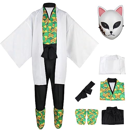 bi bi hou Sabito Cosplay Kostüm Komplett mit Masken und Perücke Anime Cosplay Kostüm Kimetsu no Yaiba Verkleidung Halloween Karneval Party Performance Kostüm Erwachsene bi bi hou Sabito Cosplay Kostüm Komplett mit Masken und Perücke Anime Cosplay Kostüm Kimetsu no Yaiba Verkleidung Halloween Karneval Party Performance Kostüm Erwachsene von bi bi hou