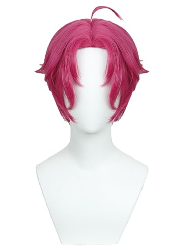 bi bi hou Saja Boys Abby Cosplay Perücke Rote Länge 30cm Anime KPop Demon Hunters Verkleidung Sajaboys Abby Wig Halloween Karneval Party Kostüm Zubehör Anime Perücke Erwachsene von bi bi hou