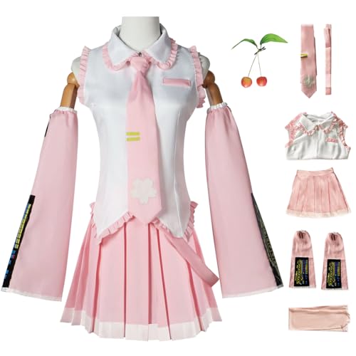 bi bi hou Sakura Miku Cosplay Kostüm Set mit Perücke Anime H'atsune Miku Verkleidung Rosa Uniform Weihnachten Halloween Karneval Party Bühnenauftritt Kostüm Erwachsene bi bi hou Sakura Miku Cosplay Kostüm Set mit Perücke Anime H'atsune Miku Verkleidung Rosa Uniform Weihnachten Halloween Karneval Party Bühnenauftritt Kostüm Erwachsene von bi bi hou