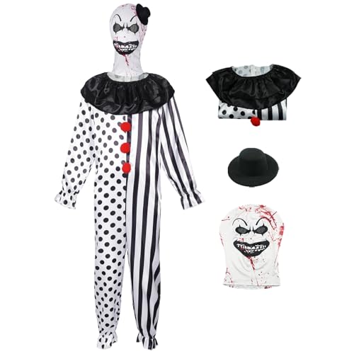 bi bi hou Terrifier Kostüm mit Masken Art The Clown Verkleidung Horror Killer Clown Uniform Schwarz und Weiß Terror Scary Halloween Cosplay Karneval Party Bühnenauftritt Kostüm für Erwachsene bi bi hou Terrifier Kostüm mit Masken Art The Clown Verkleidung Horror Killer Clown Uniform Schwarz und Weiß Terror Scary Halloween Cosplay Karneval Party Bühnenauftritt Kostüm für Erwachsene von bi bi hou