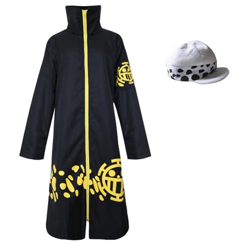 bi bi hou Trafalgar Cosplay Kostüm Set Mantel Hut Hose Anime Verkleidung Trafalgar D. Water Law Uniform Halloween Karneval Weihnachten Party Bühnenauftritt Kostüm für Erwachsene von bi bi hou