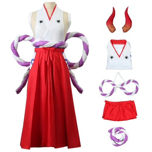 bi bi hou Yamato Cosplay Kostüm Set mit Perücke Anime Verkleidung Yamato Kimono Halloween Karneval Weihnachten Party Bühnenauftritt Kostüm für Erwachsene von bi bi hou