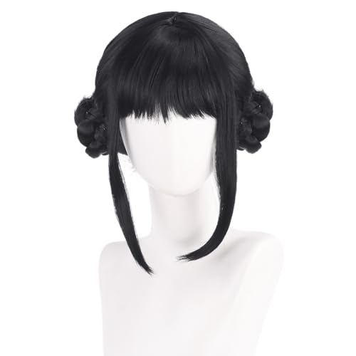 bi bi hou Zoe Cosplay Perücke Schwarz Länge 33cm Anime KPop Demon Hunters Verkleidung Zoe Wig Halloween Karneval Party Kostüm Zubehör Anime Perücke Erwachsene von bi bi hou