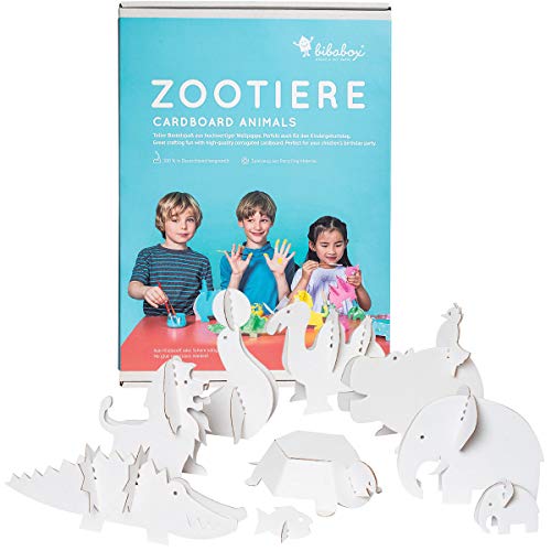 bibabox - Die Zootiere zum Basteln und Anmalen – Nachhaltiges Spielzeug und Bastelset Kinder, die Zootiere für Kinder, tolles Geschenk Mädchen und Jungen von bibabox