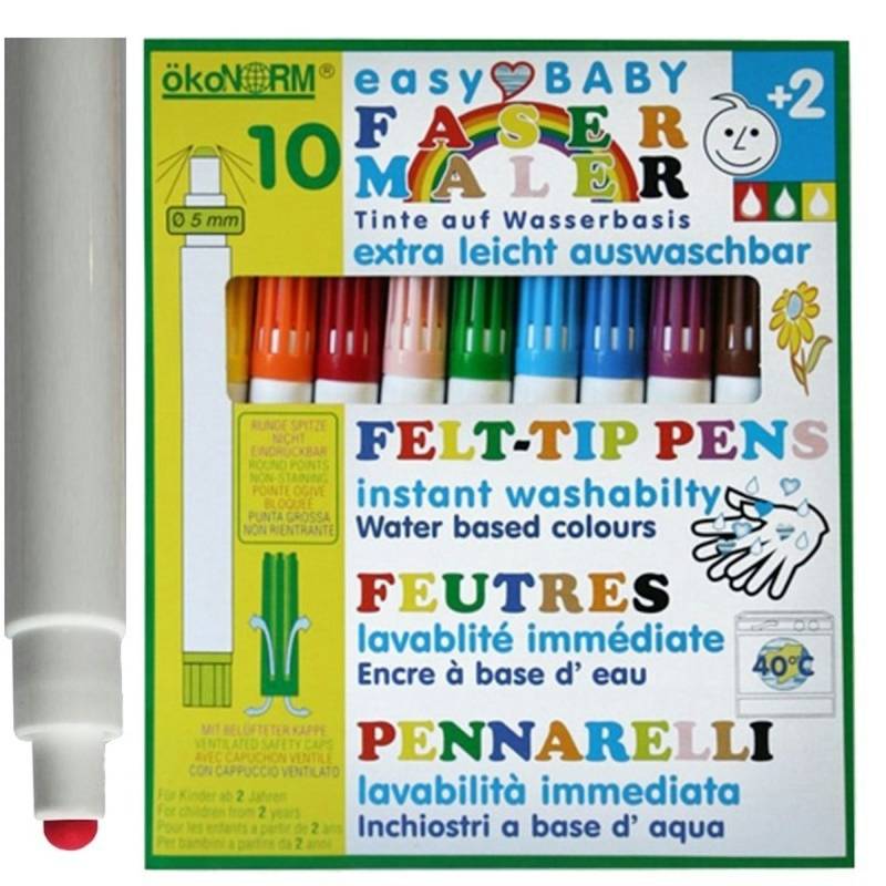 10 Fasermaler ab 2 Jahren leicht auswaschbar - für Malanfänger 10 Fasermaler ab 2 Jahren leicht auswaschbar - für Malanfänger