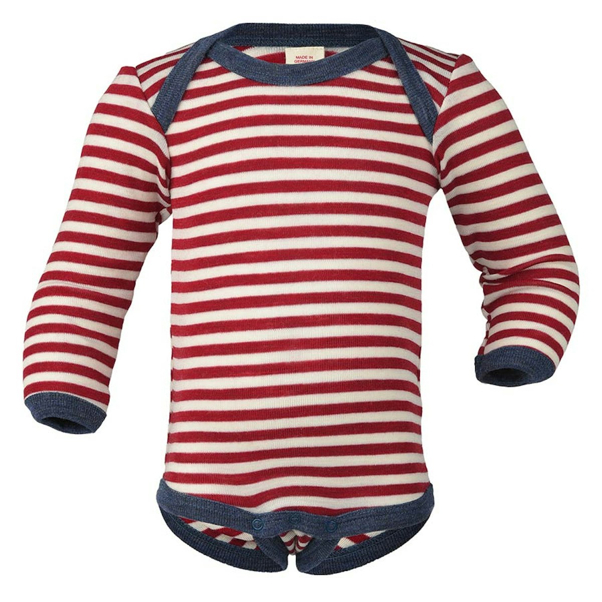 100% Wolle Body langarm rot natur 86/92