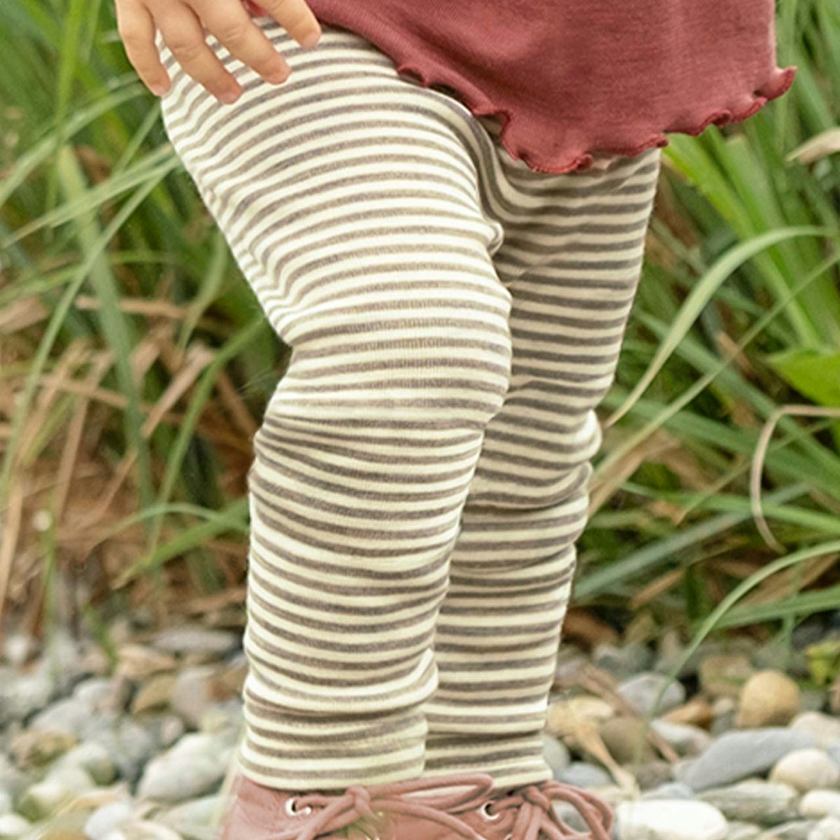 100% Wolle Kinder Leggings braun-natur 62/68