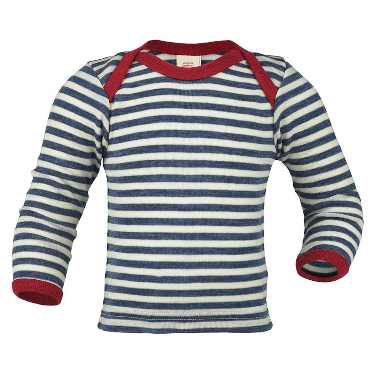100% Wolle Langarmshirt blau natur 74/80