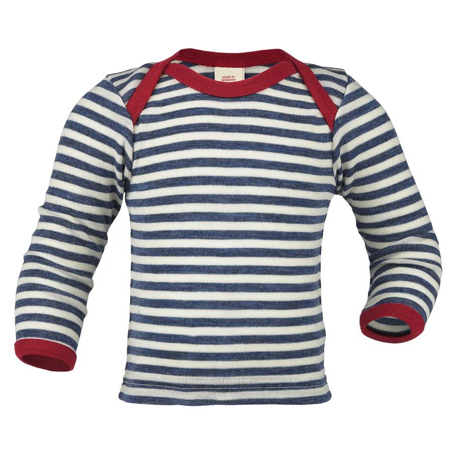 100% Wolle Langarmshirt blau natur 98/104