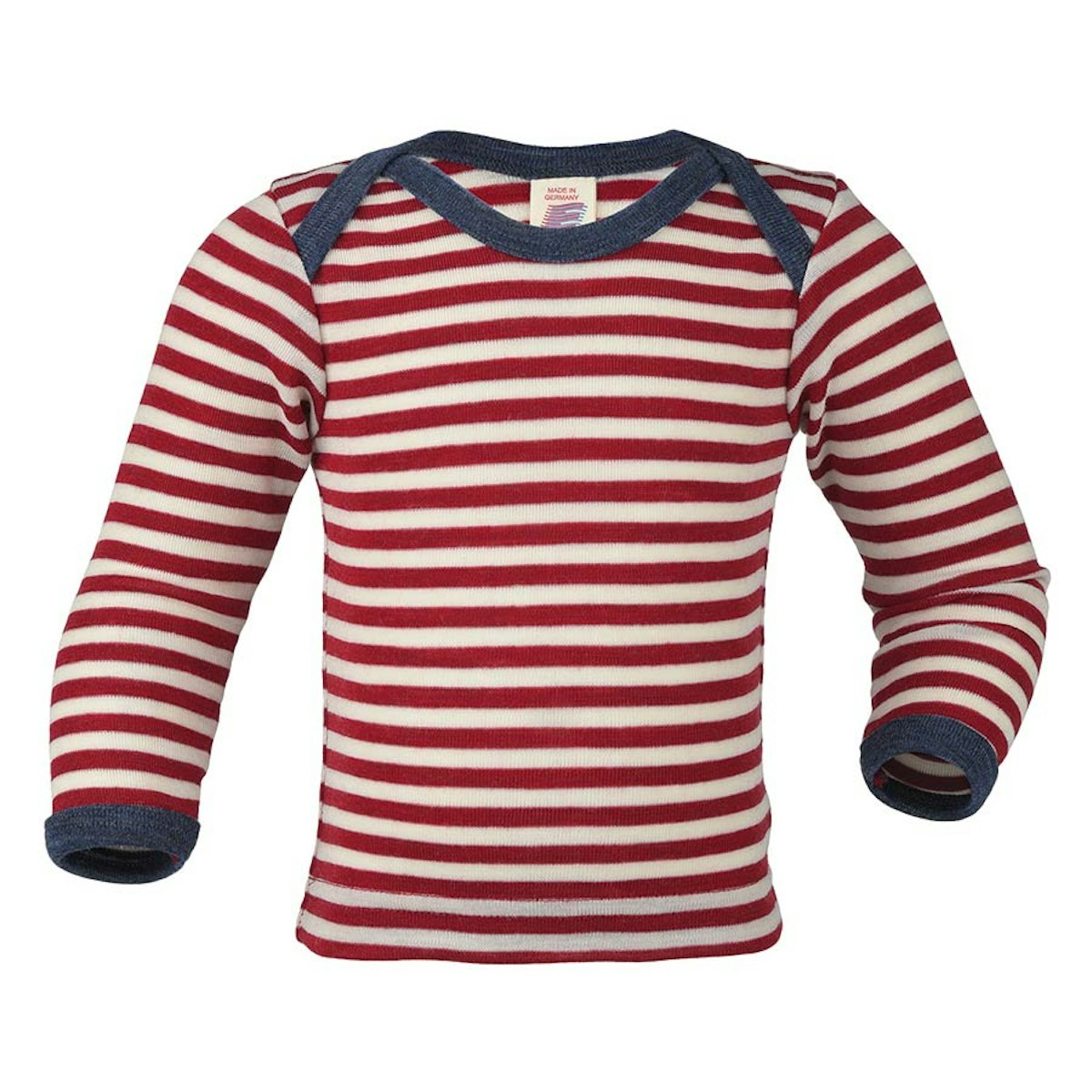 100% Wolle Langarmshirt rot natur 86/92