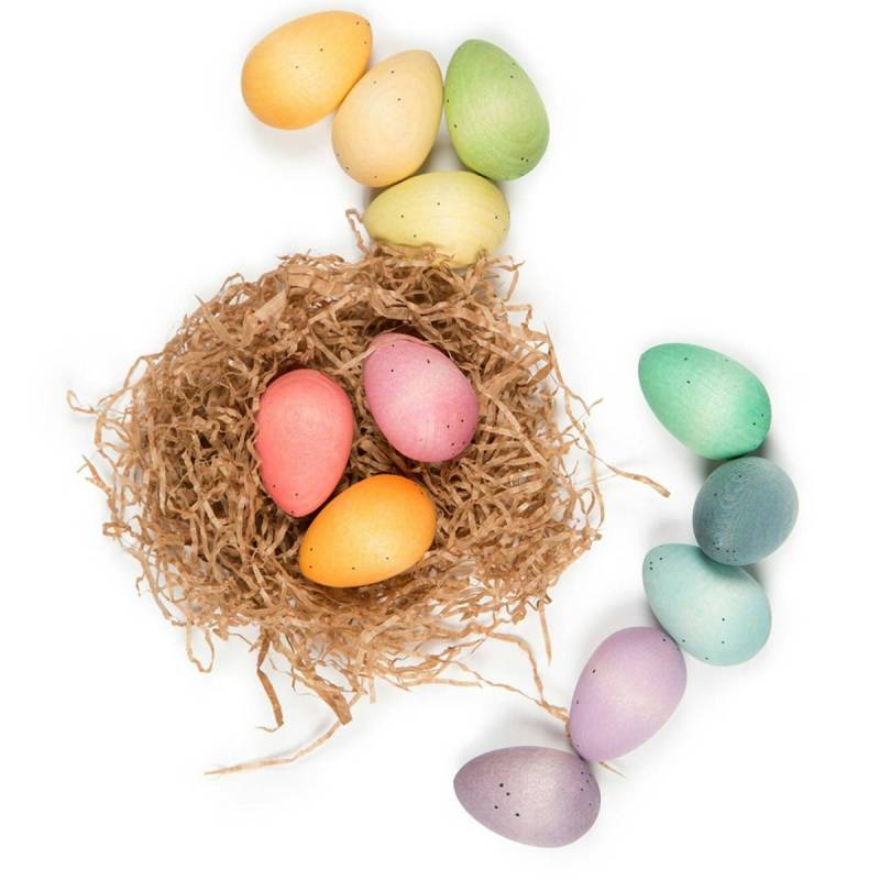 12 Holzeier in bunten Farben 12 Holzeier in bunten Farben