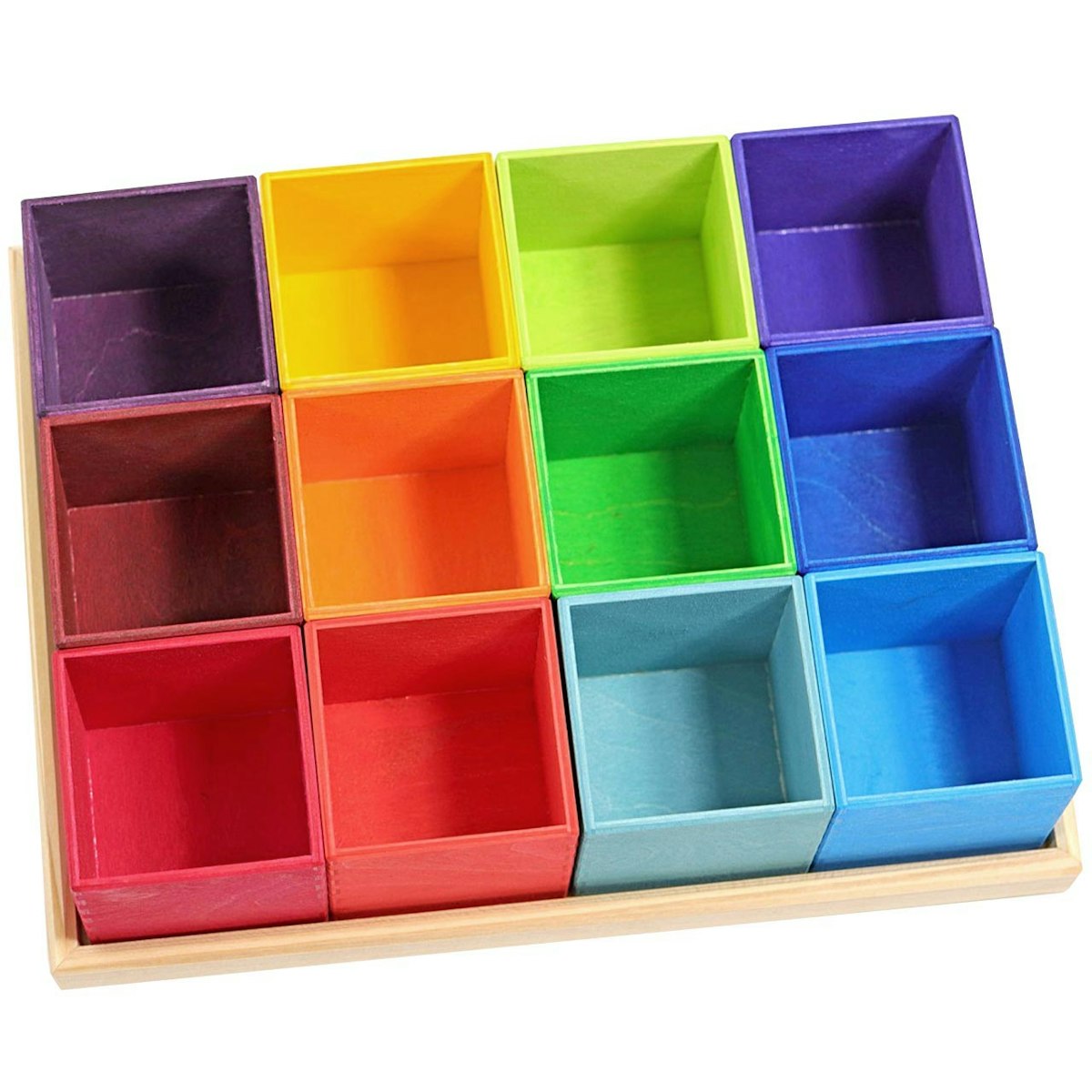 12er Sortierhilfe aus Holz im Holzrahmen (31,5x24,5cm)