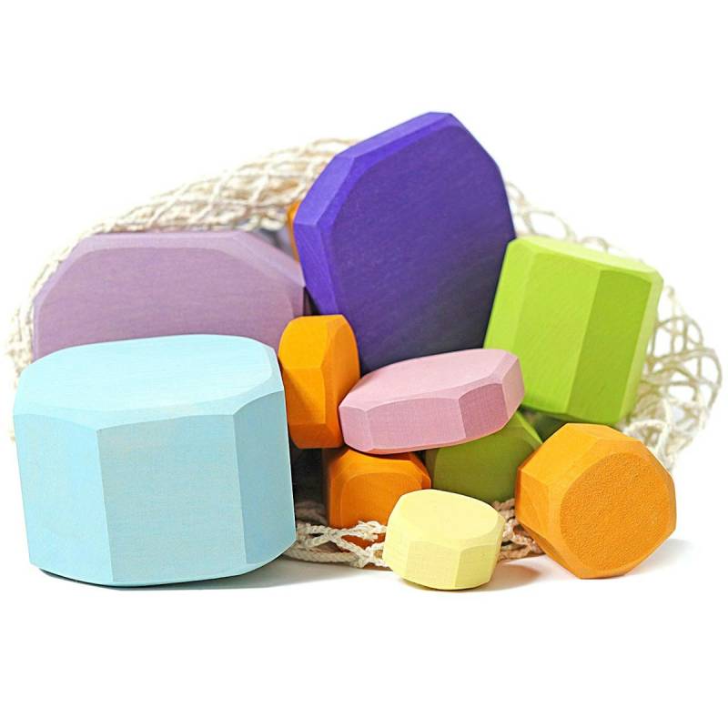 16 Bauklötze Baumscheiben bunt