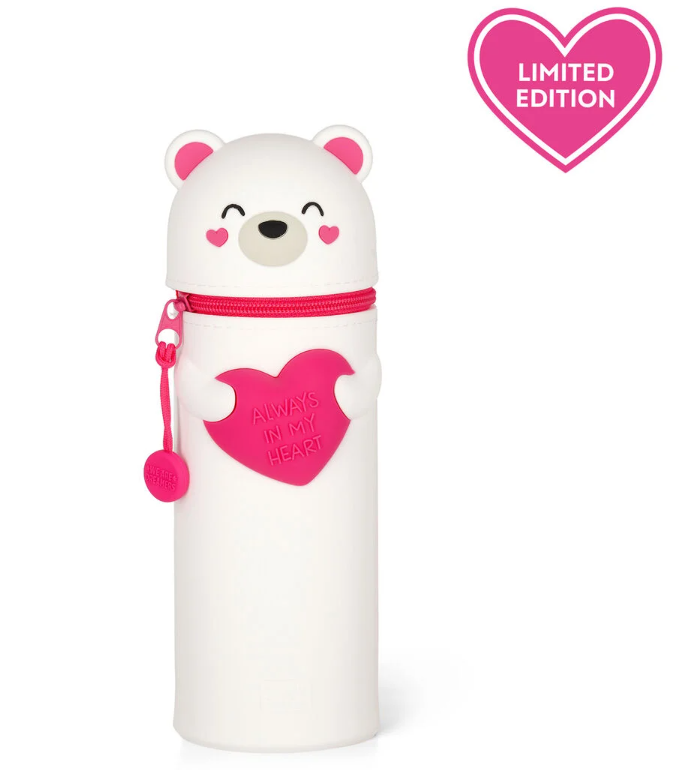 2-in-1- Federmäppchen aus Silikon - Kawaii - Teddy Bear Aufbewahrung + Mäppchen