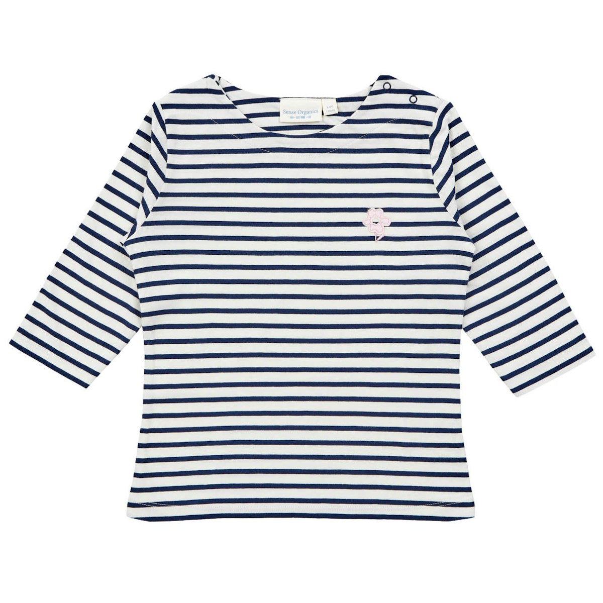 3/4 Shirt Blumen-Aufnäher gestreift 134/140