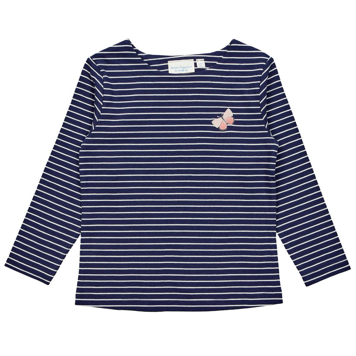 3/4 Shirt Schmetterling-Aufnäher gestreift navy 110/116