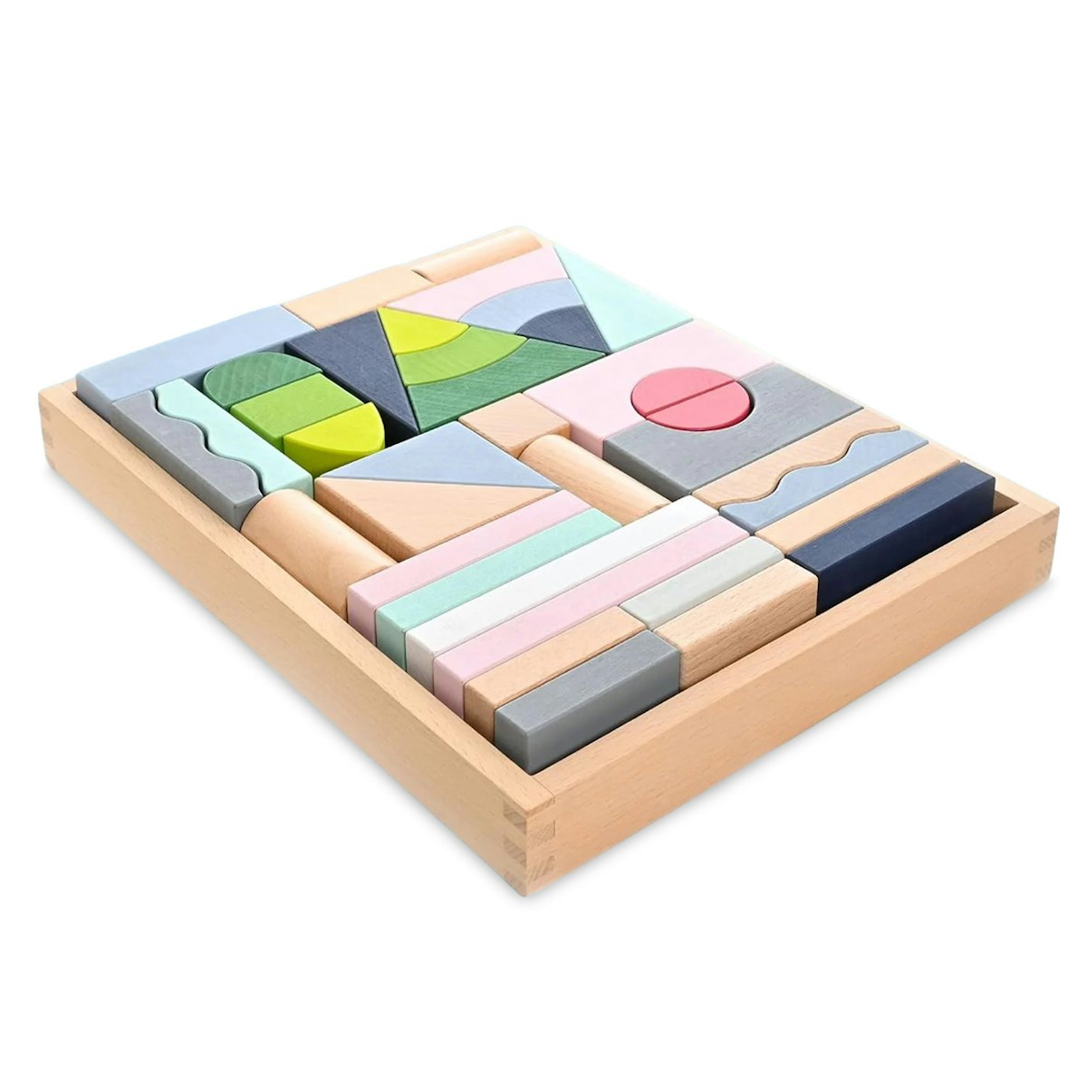 37 Holzbausteine pastell