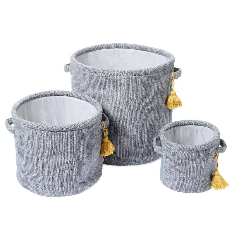 3er Set Aufbewahrungskörbe grau