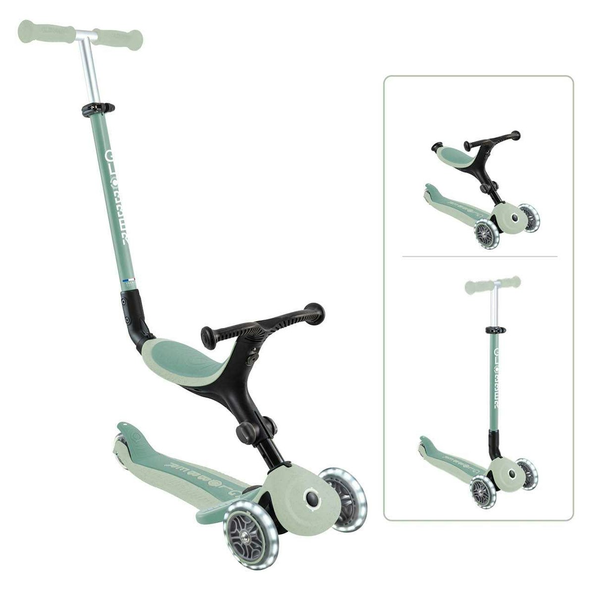 3in1 Kinderfahrzeug Globber Go-Up Active Lights Eco Pistazie ab 15 M