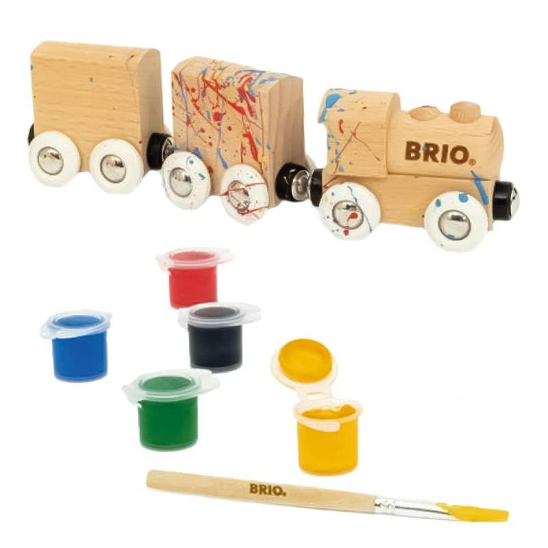 3tlg Holzzug zum Anmalen mit Farben und Pinsel