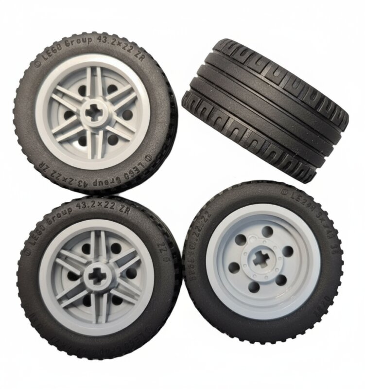 4 x Lego TechnicRäder schwarz 43.2 x 22 ZR Felge grau