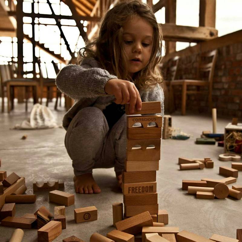 50 natürliche Bauklötze mit Sack ab 12 Monate
