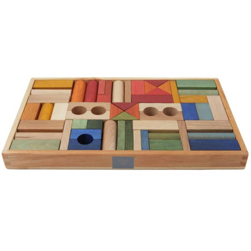 54 Regenbogen Bauklötze mit edler Holzbox ab 2 Jahre 54 Regenbogen Bauklötze mit edler Holzbox ab 2 Jahre